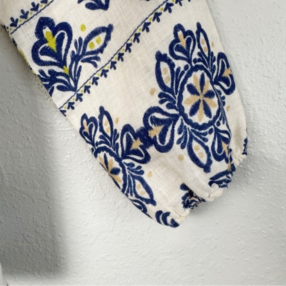 Francesca Bettini linen cream blue boho blouse top S - Picture 5 of 11